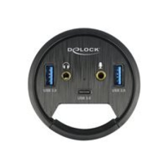 DELOCK 3 Port Tisch-Hub 1x USB Type-C und 2x USB Typ-A + HD-Audio Ports