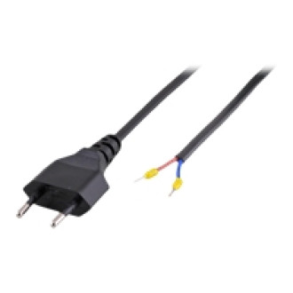EFB Netzleitung Euro auf Open End AE 3 m 2 x 0.75 qmm schwarz