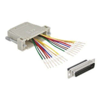 DELOCK D-Sub HD 44 Pin Crimp Stecker zu 2xRJ45 Buchse mit Montagesatz beige