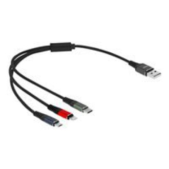DELOCK USB Ladekabel 3 in 1 für Lightning/Micro USB/USB Type-C 30cm 3-farbig