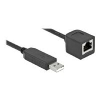 DELOCK Serielles Anschlusskabel mit FTDI Chipsatz USB 2.0 Typ-A Stecker zu RS-232 RJ45 Buchse 2m schwarz