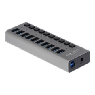 DELOCK Externer SuperSpeed USB Hub mit 10 Ports + Schalter