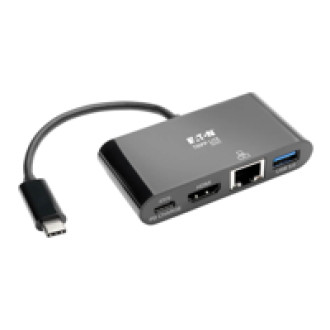 EATON TRIPPLITE USB-C Multiport Adapter - 4K HDMI USB-A Port GbE 60W PD Charging HDCP Black
