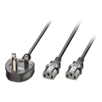 LINDY 2.5m UK 3 Pin an 2 x IEC C13 Y-Netzkabel