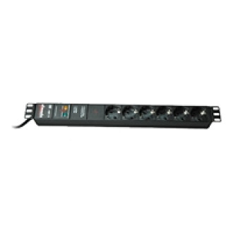BACHMANN 48,26cm 19Zoll Steckdosenleiste 5-fach mit GVS mit Schalter schwarz