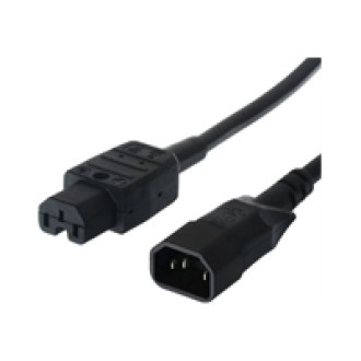 BACHMANN Netzkabel Kaltgerätestecker Stecker IEC320 C14 - Warmgeräte Kupplung IEC320 C15 schwarz 1,5m