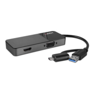 LINDY USB 3.0 Type A and C to HDMI & VGA Converter