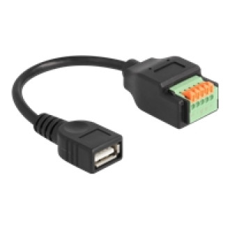 DELOCK USB 2.0 Kabel Typ-A Buchse zu Terminalblock Adapter mit Drucktaster 15 cm