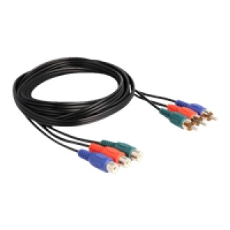 DELOCK Cinch RGB Verlängerungskabel 3 x Stecker zu 3 x Buchse 1m