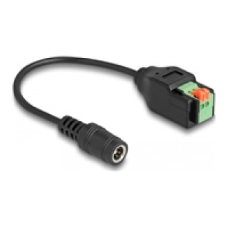 DELOCK DC 5,5 x 2,1mm Buchse zu Terminalblock Adapter mit Drucktaster 15cm