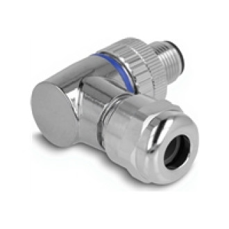 DELOCK M12 Steckverbinder A-kodiert 4 Pin Stecker zur Montage mit Schraubanschluss 90 gewinkelt Metall