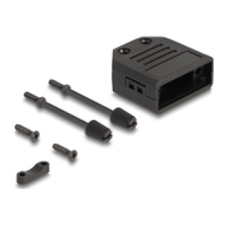 DELOCK D-Sub Gehäuse fur 9 Pin Stecker / Buchse Kunststoffgehäuse mit Zugentlastung schwarz