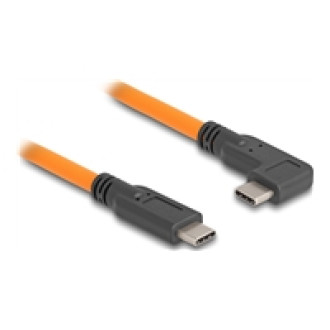 DELOCK USB 5 Gbps Kabel USB Type-C Stecker zu USB Type-C Stecker 90 gewinkelt fur Tethered Shooting 1m orange