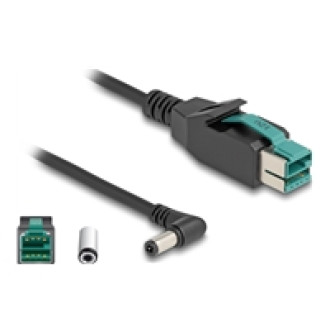 DELOCK PoweredUSB Kabel Stecker 12 V zu DC 5,5 x 2,5mm Stecker gewinkelt 1m