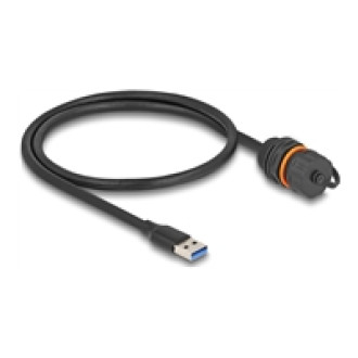 DELOCK USB 5 Gbps Kabel USB Typ-A Stecker zu USB Typ-A Buchse zum Einbau mit M20 Gewinde und Verschlusskappe IP68 staub- und wasserd