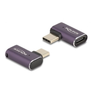 DELOCK USB Adapter 40 Gbps USB Type-C PD 3.1 240 W Stecker zu Buchse gewinkelt links / rechts 8K 60 Hz Metall