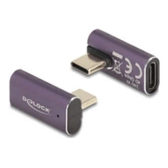 DELOCK USB Adapter 40 Gbps USB Type-C PD 3.1 240 W Stecker zu Buchse gedreht gewinkelt links / rechts 8K 60 Hz Metall