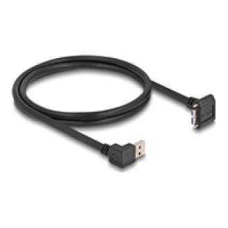 DELOCK USB 5 Gbps Kabel USB Typ-A Stecker 90 nach unten gewinkelt zu USB Micro-B Stecker mit Schraubenabstand 18mm 90 nach