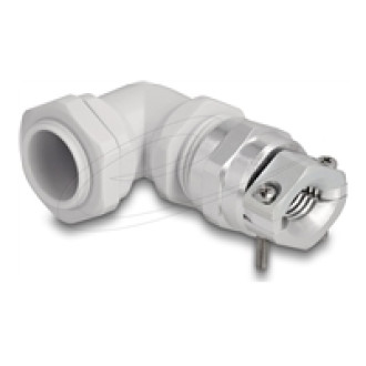 DELOCK Kabelverschraubung mit Zugentlastung und Biegeschutz 90 gewinkelt PG16 grau