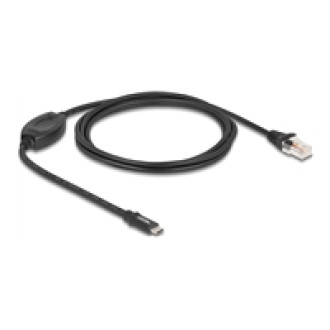 DELOCK Adapter USB 2.0 Type-C Stecker zu 1 x Seriell RS-232 RJ45 Stecker 1,8m schwarz