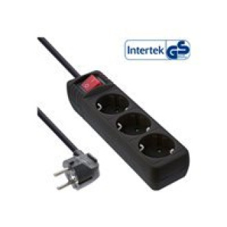INLINE Steckdosenleiste 3 fach Schutzkontakt mit Schalter schwarz 1,5m
