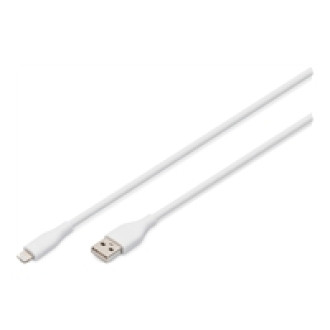 DIGITUS USB Silicone charging cable USB-A - Lightning 1m USB 2.0 12W white