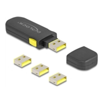 DELOCK USB Port Blocker Set fur USB Typ-A Buchse 4 Stuck + Verschlusswerkzeug