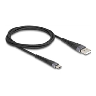 DELOCK USB 2.0 Kabel USB Typ-A Stecker zu USB Type-C Stecker mit verlängertem Knickschutz 1m