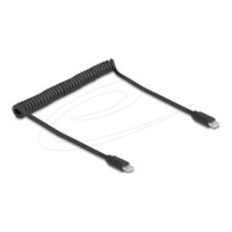 DELOCK USB 2.0 Type-C Spiralkabel Stecker zu Stecker 0,45m bis 0,75m schwarz