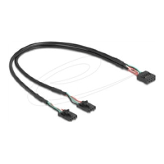 DELOCK Kabel USB 2.0 Pfostenbuchse 2,54mm 10 Pin zu 2 x USB 2.0 Pfostenbuchse 2,54mm 4 Pin 30cm