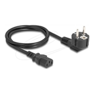 DELOCK Netzkabel PC Schutzkontaktstecker CEE 7/7 90 gewinkelt auf C13 Buchse 1m 3 x 1,00mm schwarz