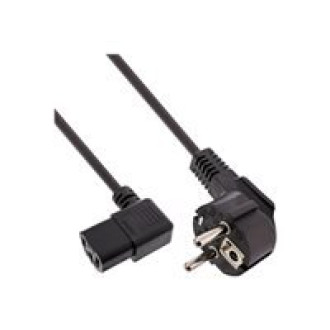INLINE BULK 45er Netzkabel Schutzkontakt gewinkelt auf Kaltgeraetestecker C13 links abgewinkelt 1m schwarz