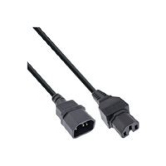 INLINE BULK 40er Netzkabelverlaengerung Warmgeraetestecker gerade C15 auf Buchse gerade C14 1,8m schwarz