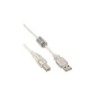 INLINE USB 2.0 Kabel A an B transparent mit Ferritkern 3m