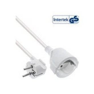 INLINE Strom-Verlaengerung Schutzkontakt Stecker gewinkelt Buchse weiss 1m