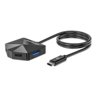 MANHATTAN 4-Port USB-C/-A Kombo-Hub USB-C-Stecker auf zwei USB-C-Ports und zwei USB-A-Ports 5 Gbit/s Aluminium schwarz