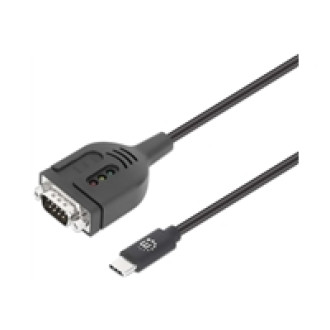 MANHATTAN USB-C auf Seriell DB9 / RS232 Adapterkabel/Konverter 1 m Stecker/Stecker PL2303GT-Chipsatz doppelt geschirmt schwarz