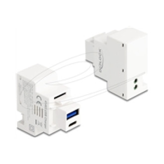 DELOCK Keystone Modul mit USB Typ-A und USB Type-C Ladebuchse PD 20 W weiss