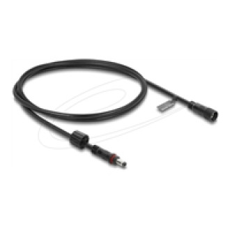 DELOCK DC Verlängerungskabel 5,5 x 2,5mm Stecker zu Buchse mit Schraubverschluss M12 x 1,75mm Gewinde wasserfest 18 AWG 2m schwarz