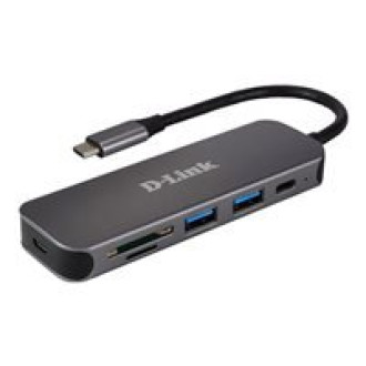 D-LINK DUB-2325 5-in-1 USB-C-Hub mit Kartenleser 2x SuperSpeed USB-3.0 1x USB-C Thunderbolt 3 1x SD/microSD/SDHC/SDXC Slot