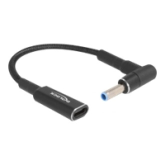 DELOCK Adapterkabel fur Notebook Ladekabel USB Type-C Buchse zu HP 4,5 x 3,0mm Stecker 90 gewinkelt 15cm