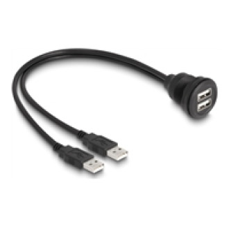 DELOCK USB 2.0 Kabel 2 x USB Typ-A Stecker zu 2 x USB Typ-A Buchse zum Einbau 1m schwarz