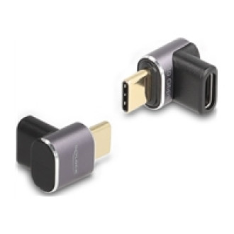 DELOCK USB Adapter 40 Gbps USB Type-C PD 3.0 100 W Stecker zu Buchse gewinkelt 8K 60 Hz Metall kompakt