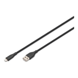 DIGITUS USB Silicone charging cable USB-A - Lightning 2m USB 2.0 12W black