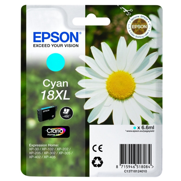 Original Tintenpatrone cyan Epson C13T18124010/18XL cyan