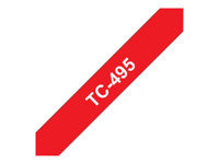 BROTHER TC495 Schriftbandkassette rot weiss 9mmx7.7m laminiert fuer P-touch 8e 500 2000 3000 5000