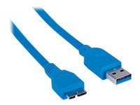 MANHATTAN USB 3.0 Anschlusskabel A-Stecker / Micro-B-Stecker 1,8 m blau in Polybag