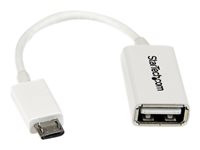 STARTECH.COM Micro USB auf USB OTG Adapter Stecker / Buchse - Micro USB  zu USB Kabel 12cm - On The Go Kabel - Weiss