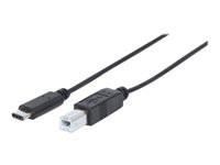MANHATTAN Hi-Speed USB C Anschlusskabel USB 2.0 Typ C Stecker - Typ B Stecker 480 Mbps 1m Schwarz