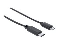 MANHATTAN USB 2.0 Typ C auf Micro USB  Kabel 1m Typ C-Stecker / Micro B-Stecker schwarz